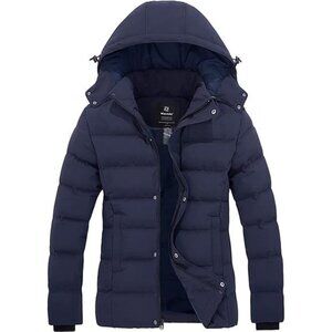 Women's Hooded Warm Winter Coat Puffer Jacket with Removable Hood